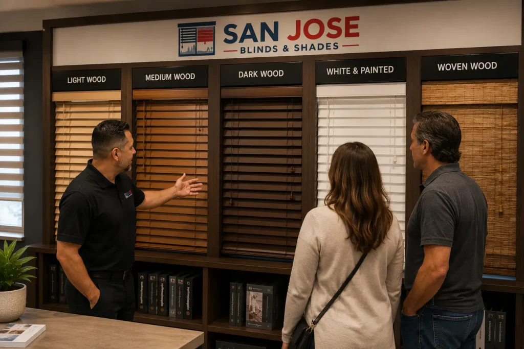 San Jose blinds and shades showroom with custom window covering options
