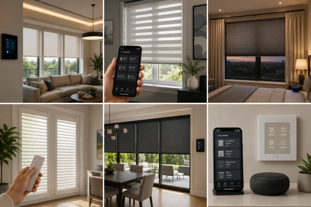 Motorized smart blinds installation in San Jose CA with remote control window shades